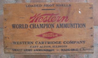 Western Ammunition Loaded Shot Shells Wooden Shipping Box Crate