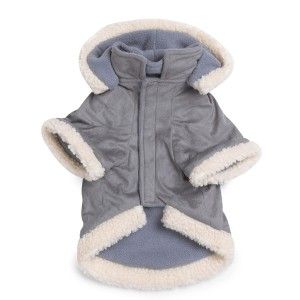 East Side Hooded Sherpa Dog Jacket Coat Grey
