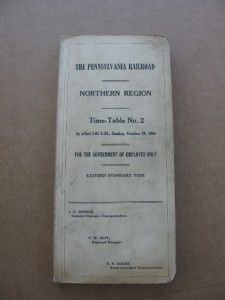 PRR ETT Northern Region October 28 1956 Timetable No 2