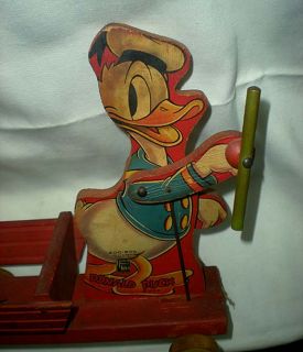 1946 Donald Duck Baton Twirler with Cart Fisher Price 400 500 Pull Toy