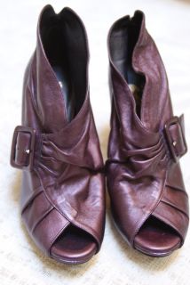 Donald J Pliner Zandra Burgundy Leather Open Toe Ankle Boots Pumps