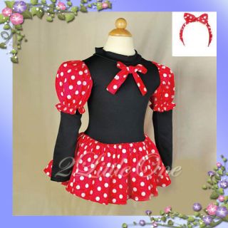 Minnie Mouse Fancy Dress Up Costume w Headband Halloween Party Girl Sz