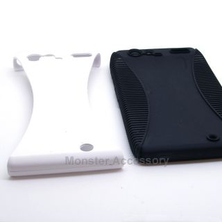 White Black Dual Flex Hard Case Gel Cover for Motorola Droid RAZR