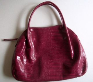 DONNA DIXON Embossed Leather PURSE TOTE PURPLE Large *NEW W/O TAG*
