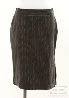 Donna Karan Black Leather Topstitched Pencil Skirt Size 10 New $1695
