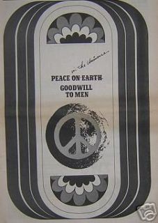 Bill Graham Fillmore East 1969 Peace Poster Type Ad