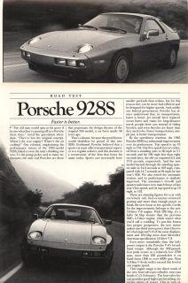   Porsche 928S Detailed USA CAR and DRIVER Magazine Road Test Report