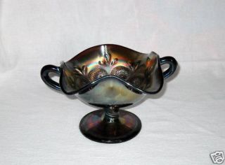 Dugan Question Marks Amethyst Carnival Glass Compote