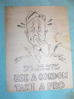 Ease the Agony Take a Pro Original WWII VD Prevention Poster