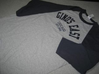 Ginos East Chicago Est 1966 Pizza Pie T Tee Shirt Baseball Style Gray
