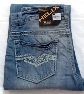 Helix Jeans Light Destruction Distressed Blue Bootcut Mens Size 36 X