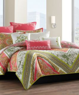 NEW Echo Design Gramercy Pink & Green Paisley Twin Comforter COMPLETE