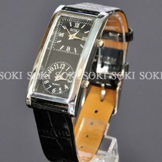  Black Analog Dual Time Quartz Ladies Wrist Gift Watch S38