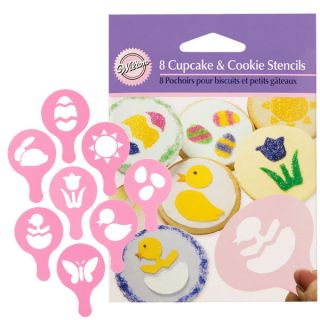 Wilton 8 Cupcakes Cookie Stencils Easter Designs