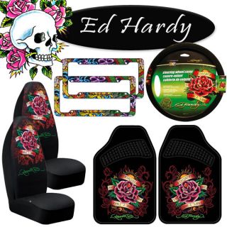 New Seat Cover Wheel Cover Floor Mat Tattoo License Plates Ed Hardy