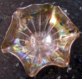 Dugan Clambroth (rare color) Beaded Panels Carnival Glass Compote