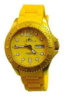 THIS IS A BRAND NEW AUTHENTIC ADEE KAYE LADIES DIVER YELLOW DIAL DATE