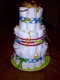 Dr. Seuss One Fish Two Fish Red Fish Blue Fish Three Tier Diaper Cake