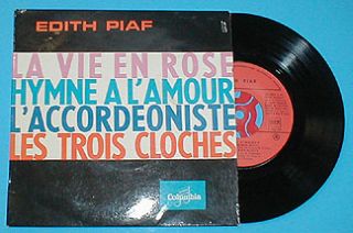 Edith Piaf French EP Columbia 4 Song Vinyl 45 Picture Sleeve La Vie En