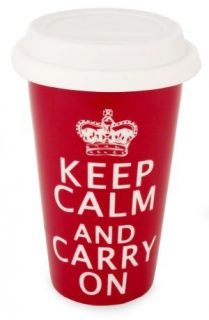Keep Calm and Carry On Ceramic Eco Travel Mug Cup Insulated Red