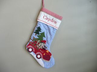  Quilted Fire Truck Dog Stocking Cayden Ryder James Nathan Dylan
