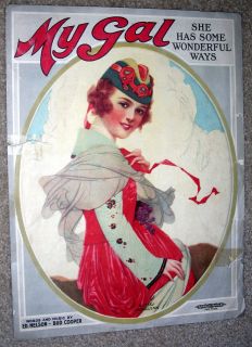 1919 Vintage Sheet Music My Gal by Ed Nelson Bud Cooper Pretty Girl