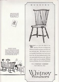 1927 wf whitney co ad whitney duxbury windsor chair