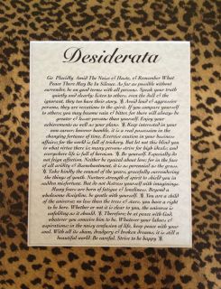 Inventory Clearout Leopard Desiderata Framed Inspirational Poem 11 x