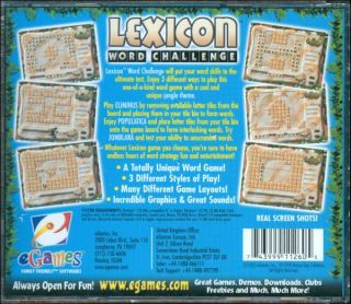 eGames Lexicon Word Challenge for Windows 98 95 New
