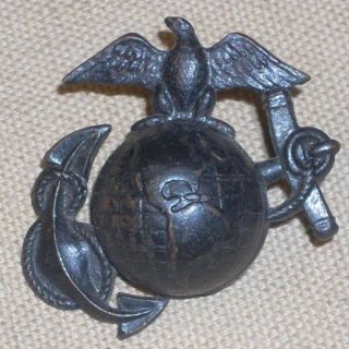 WWI WW1 Lg. EGA USMC Marine Helmet / Hat Badge or Insignia Eagle Globe