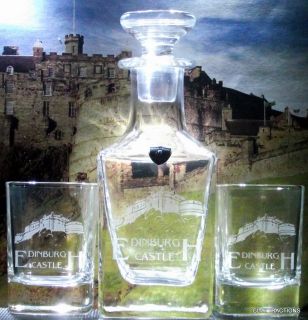 GLs Scottish Crystal Glass Sets 2 Shotglasses 1 Decanter