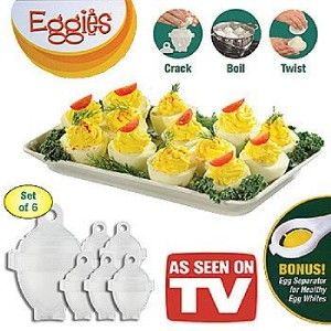 Eggies Hard Boiled Egg Cookers Set of 6 as Seen on TV with Free