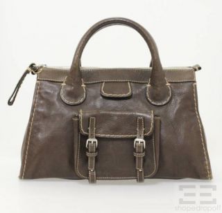 chloe dark brown pebbled leather edith satchel