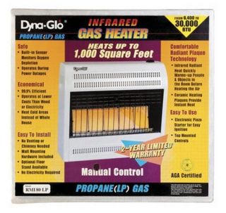 DYNA GLO ML250HPA 5 PLAQUE LP PROPANE GAS INFRARED WALL HEATER 1000SQ