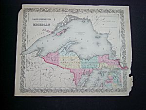 antique colton atlas map n michigan lake superior