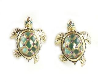 Betsey Johnson Jewelry Sea Excursion Gold Turtle Earrings   