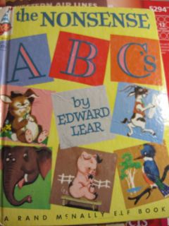   CHILDS BOOK THE NONSENSE ABCS EDWARD LEAR RAND MCNALLY ELF BOOK 1956