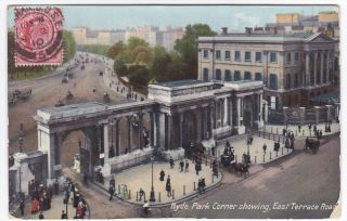  Hyde Park Corner Showing East Entrance Road 1910 Postcard