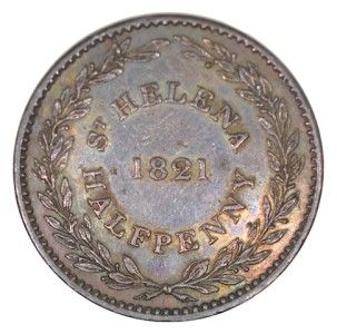 Saint Helena British East India Company Half Penny 1821 RARE Nice