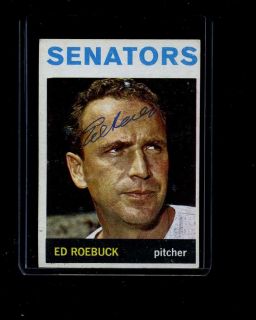 1964 Topps #187 ED ROEBUCK Card SIGNED PSA/DNA Senators Baseball
