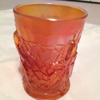 Dugan Carnival Glass Marigold Maple Leaf Tumbler 4
