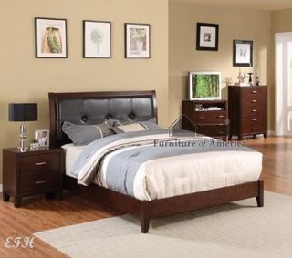 NEW ENRICO I CHERRY BROWN WOOD FULL QUEEN KING PLATFORM BED