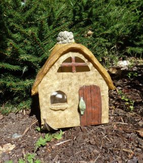 Dollhouse Miniature Garden Fairy House w Stone Chimney