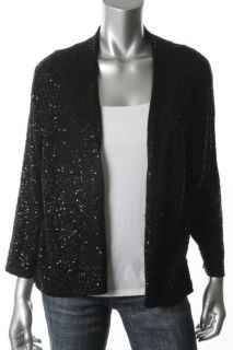 Eileen Fisher New Black Silk Sequined Long Sleeves Cardigan Sweater