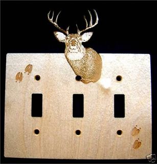 Laser Engraved Deer Triple Switch Electric Plate Cover