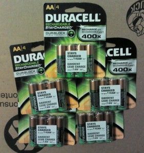 Duracell AA Duraloc Rechargeable 400x Batteries Lot of 20 5 Packs of 4