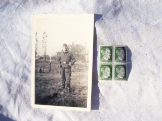 WW2 GERMAN ARMY SOLDIERS OFFICER PHOTO POSTCARD + BLOCK HITLER