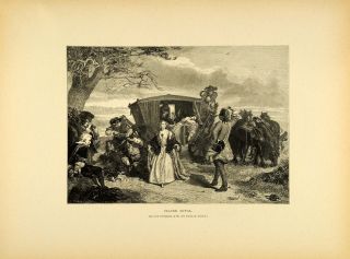 1887 Wood Engraving Claude Duval William Powell Frith Thief Carriage