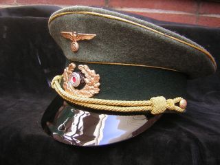 WW2 HEER green with gold piping VISOR CAP SIZE 58