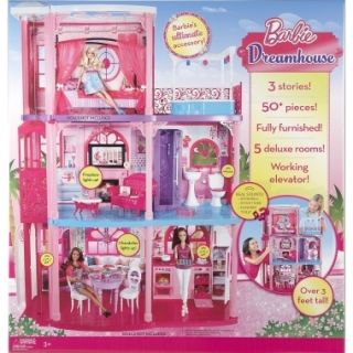 Barbie 3 Story Dream House 50 Pieces Fully Furnished Elevator 5 Rooms